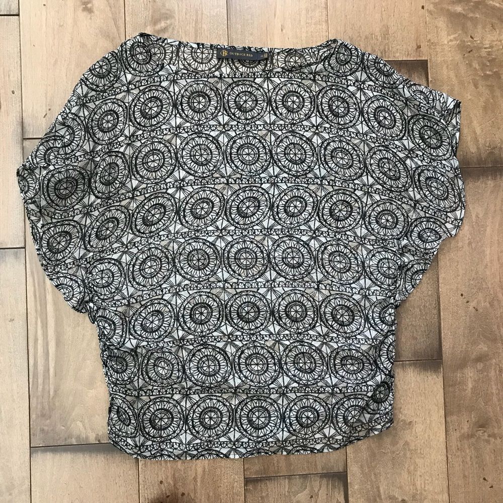 Outback red Geometric Blouse Top Sheer XS